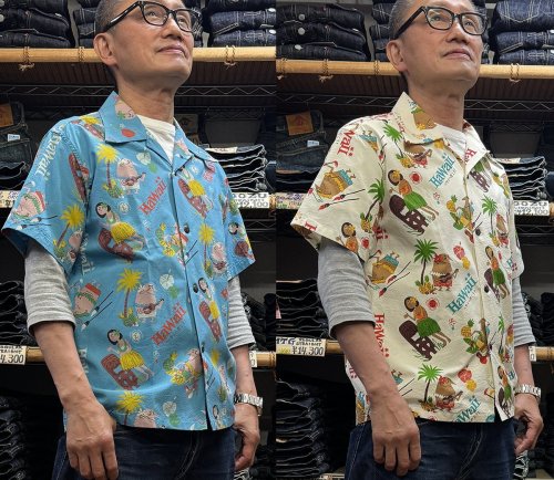 Sun Surf COTTON SEERSUCKER OPEN SHIRT “TRIP TO HAWAII” by 柳原良平 with MOOKIE SS39537