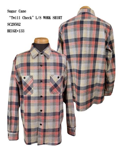Sugar Cane“Twill Check”L/S WORK SHIRT  SC29562