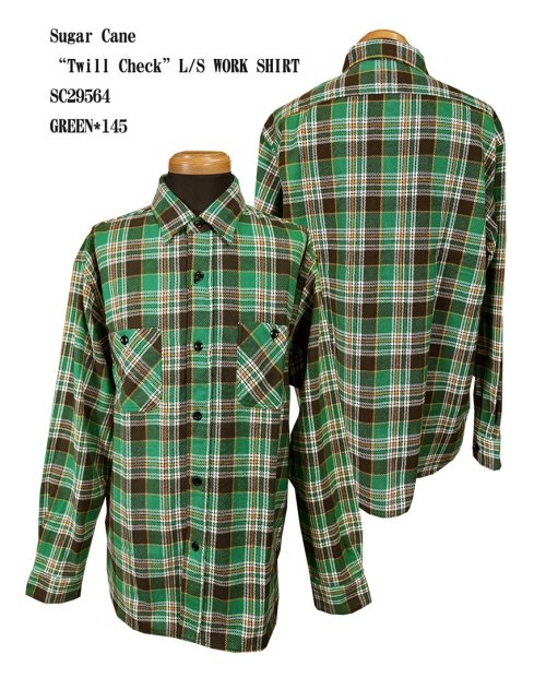 Sugar Cane“Twill Check”L/S WORK SHIRT  SC29564 