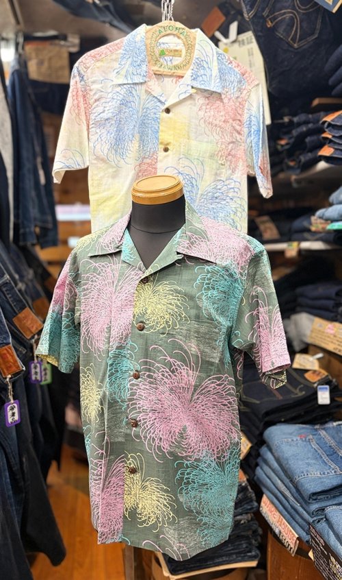 Sun Surf “CHRYSANTHEMUM” COTTON LINEN SLUBYARN HAWAIIAN SHIRT SS39694