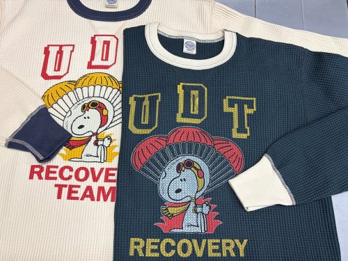TOYS McCOY BIG WAFFLE CREW NECK SHIRT SNOOPY“UDT RECOVERY TEAM”TMC2649 
