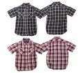 Eight-G(エイトＧ) “半袖チェックシャツ”麻100％　2011年モデル 当店水洗い＆自然乾燥