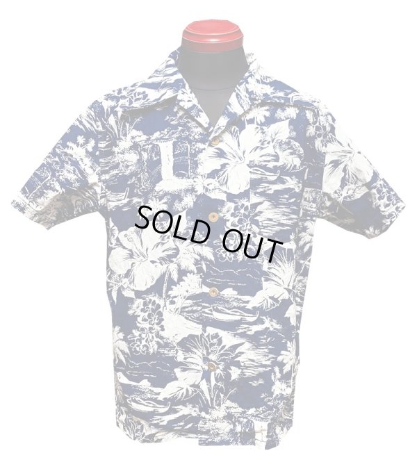 画像2: Eight-G（エイトＧ） "DOBBY INDIGO DISCHARGE HAWAIIAN SHIRT"半袖 アロハシャツ 8AS-07