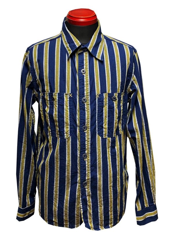 画像2: Eight-G（エイトＧ） “ 3oz COTTON LINEN STRIPE WORK SHIRT” 202年生産タイプ 8LS-59-22SS