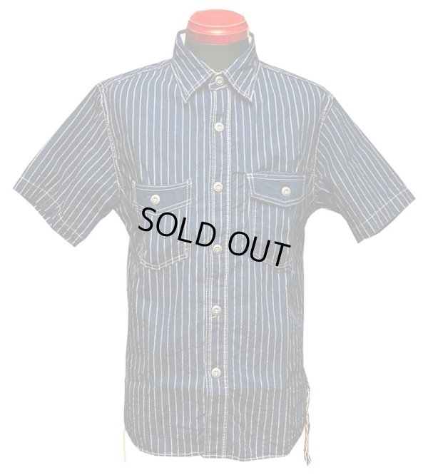 画像2: Eight-G（エイトＧ） “8oz WABASH STRIPE SHORT SLEEVE WORK SHIRT”8SS-19 当店水洗い＆自然乾燥 8SS-19