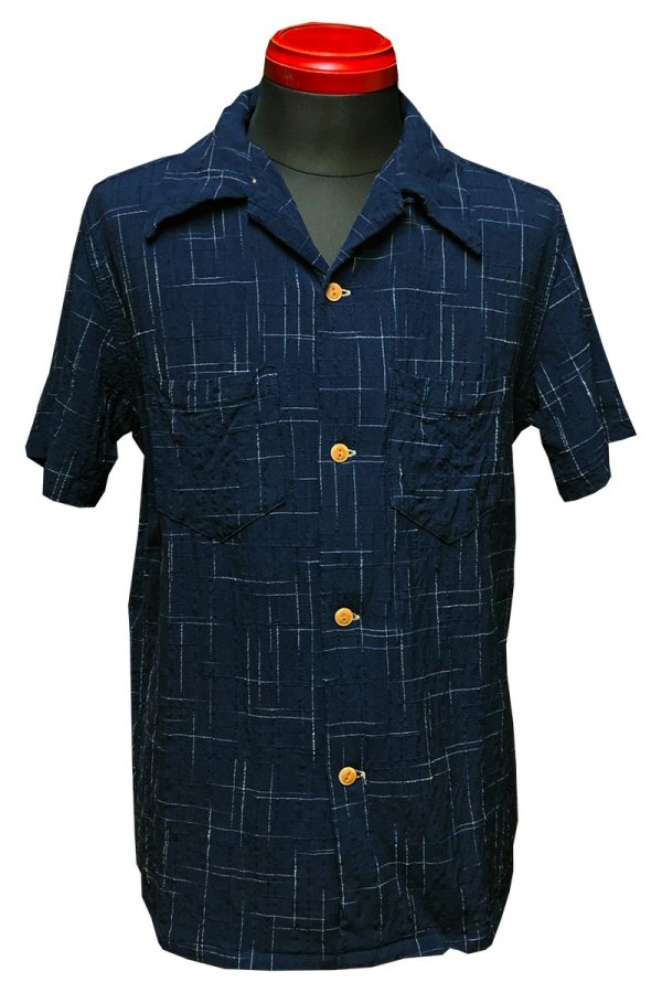 画像2: Eight-G（エイトＧ） HAWAIIAN WORK WEAR"TATE YOKO KASURI HAWAIIAN SHIRT" 8SS-30