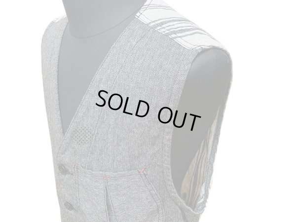 画像4: Eight-G（エイトＧ） “CRAZY WORK VEST” ヘリンボーン&ランダムストライプ・ワークベスト 8VS-09-19SS
