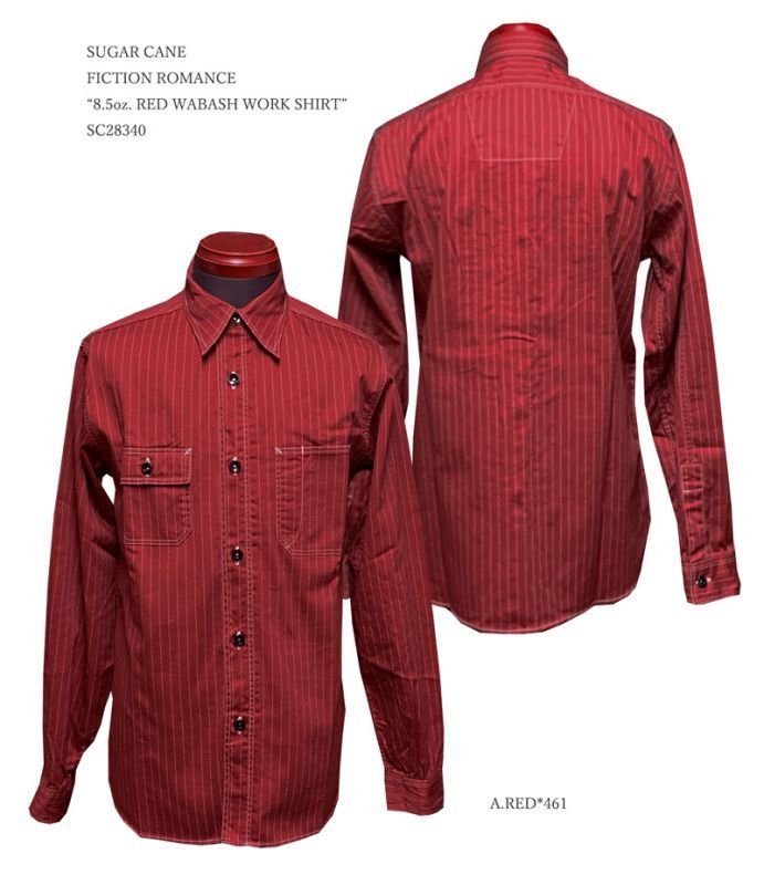 SUGAR CANE　FICTION ROMANCE　“8.5oz. RED WABASH WORK SHIRT　”SC28340