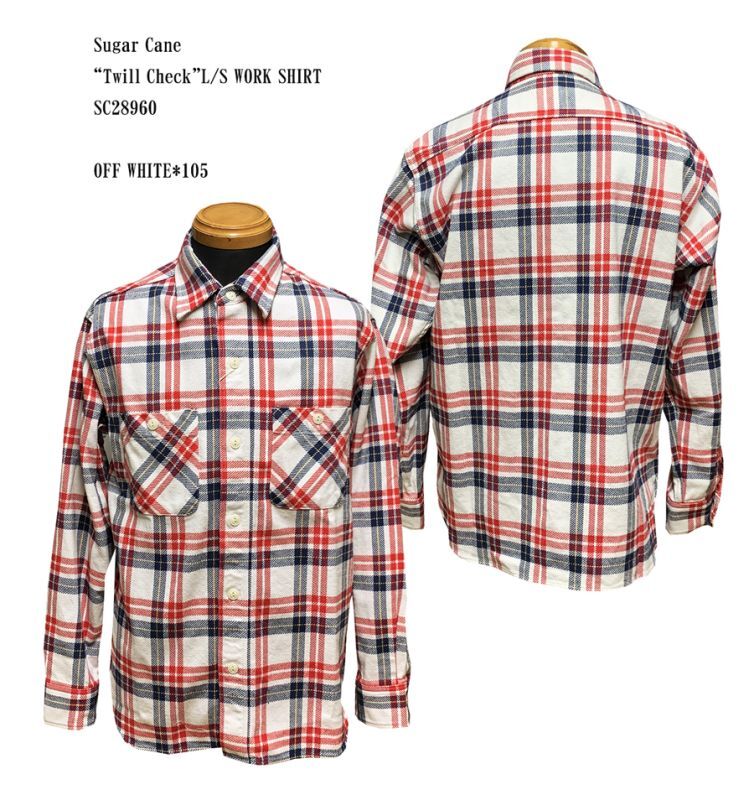 Sugar Cane“Twill Check”L/S WORK SHIRT　　SC28960　　10/8