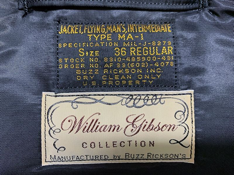 BUZZ RICKSON'S　 BLACK　MA-1　 WILLIAM GIBSON COLLECTION　BR14964