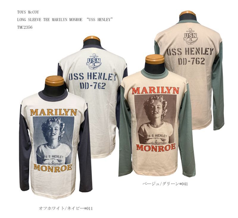 TOYS McCOY 　LONG SLEEVE TEE MARILYN MONROE “USS HENLEY”TMC2356