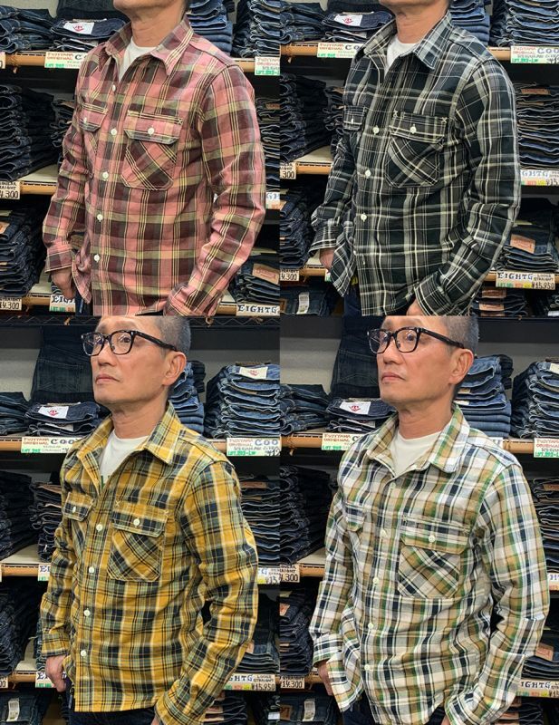 EIGHT-G 11oz HEAVY TWILL FLANNEL CHECK WORK SHIRTS 8LS-68