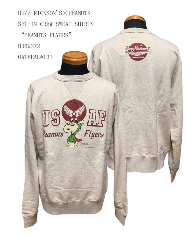 BUZZ RICKSON'S×PEANUTSSET-IN CREW SWEAT SHIRTS “PEANUTS FLYERS” BR69272