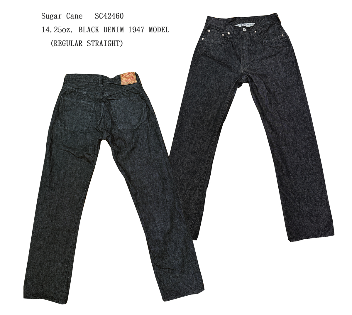 Sugar Cane SC42460 14.25oz. BLACK DENIM 1947 MODEL (REGULAR STRAIGHT) 