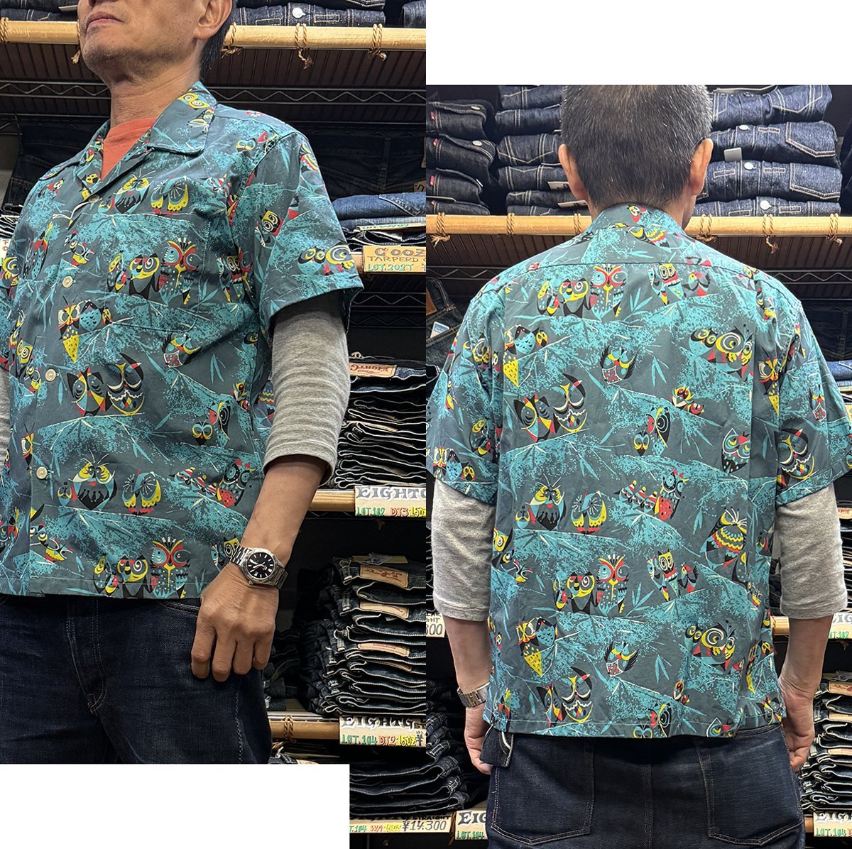 STAR OF HOLLYWOOD “OWL” S/S TYPEWRITER COTTON OPEN SHIRT SH39494 準備02_sh39494