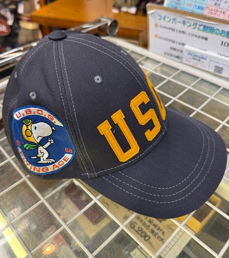 COTTON HERRINGBONE CAP SNOOPY“U.S.C.G.”TMA2526