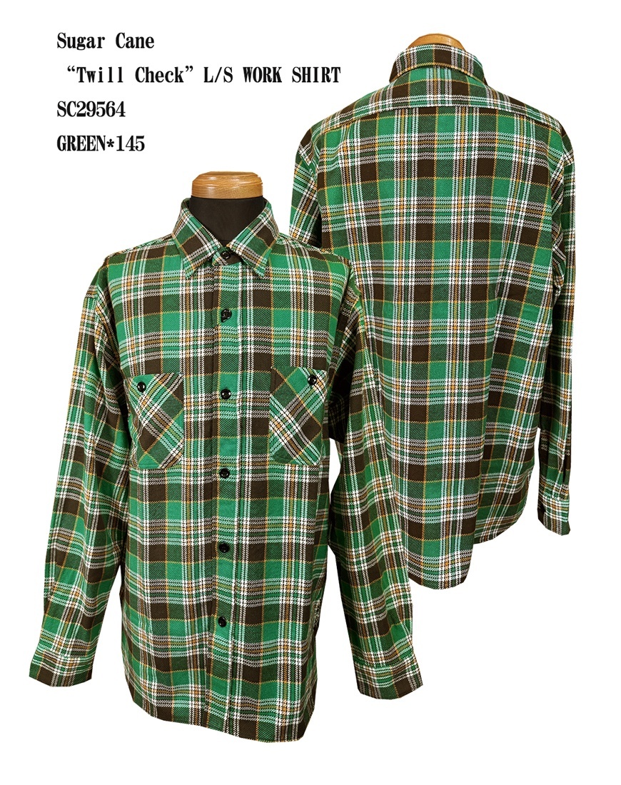 Sugar Cane“Twill Check”L/S WORK SHIRT  SC29564 