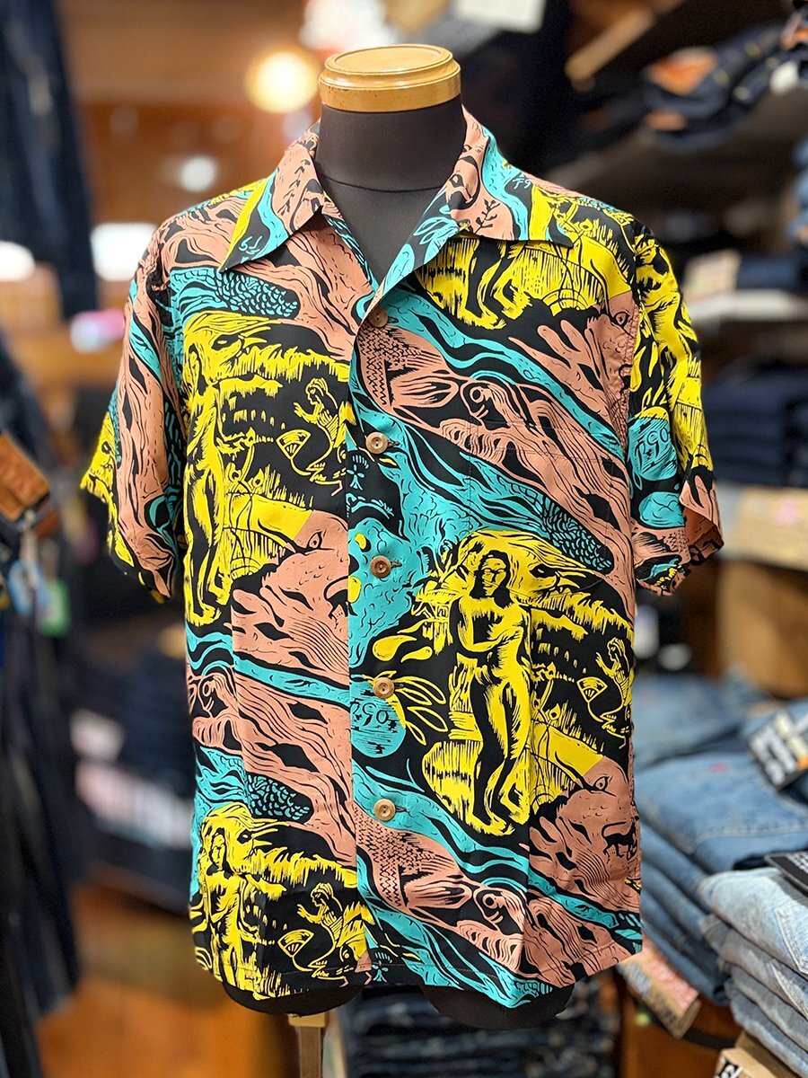 Sun Surf Special Edition  SHROT SLEEVE　RAYON HAWAIIAN SHIRT “GAUGUIN WOODCUT MYSTIC”Lot No. SS39673 
