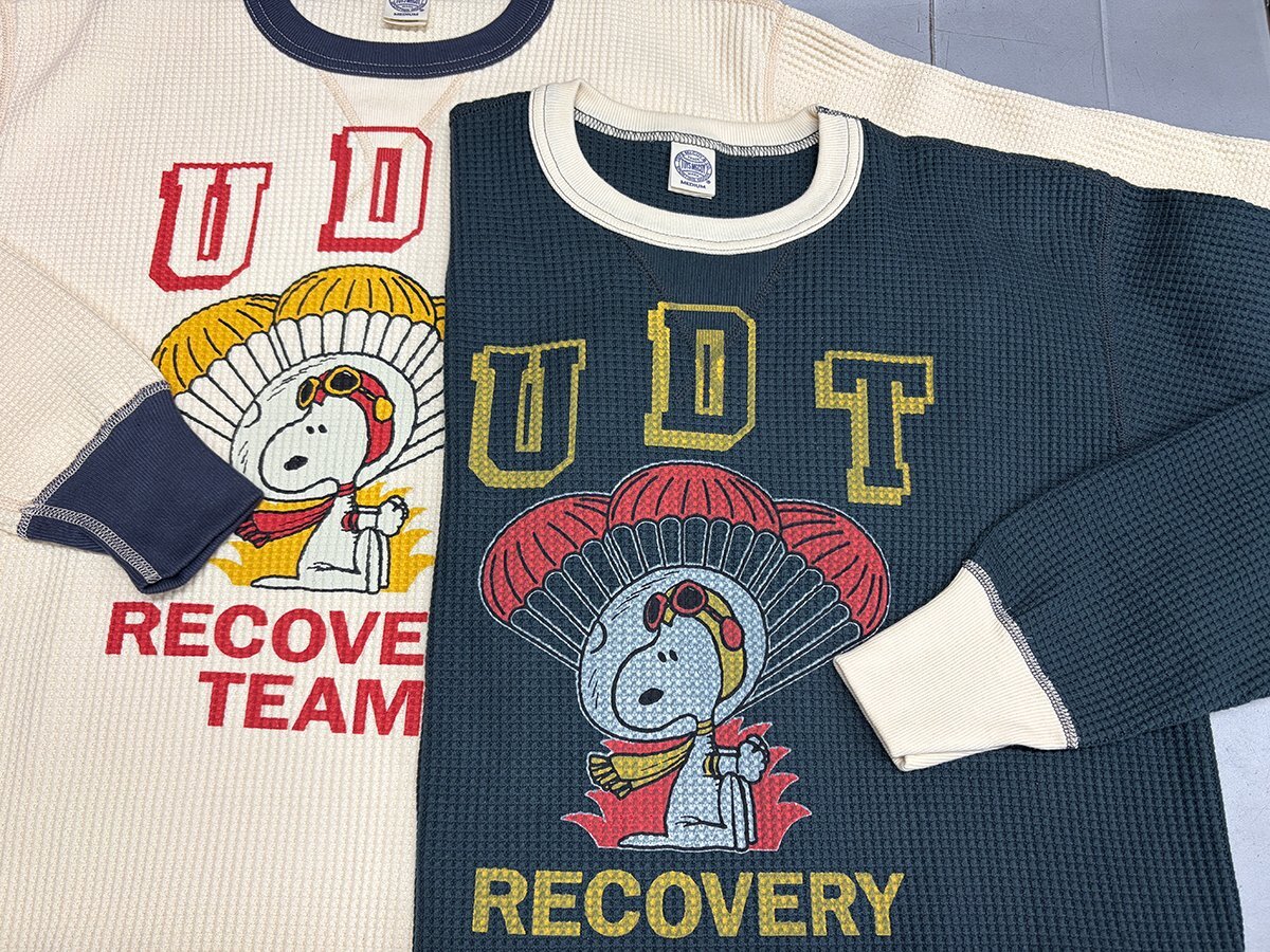 TOYS McCOY BIG WAFFLE CREW NECK SHIRT SNOOPY“UDT RECOVERY TEAM”TMC2649 