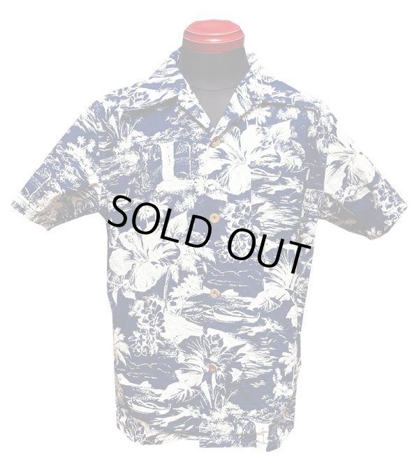 画像2: Eight-G（エイトＧ） "DOBBY INDIGO DISCHARGE HAWAIIAN SHIRT"半袖 アロハシャツ 8AS-07