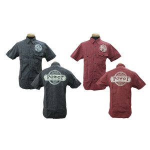 画像: Eight-G（エイトＧ）コバート（杢）半袖ワークシャツ "POWER"プリント 2014年モデル 当店水洗い＆自然乾燥 8SS-16P－14SS