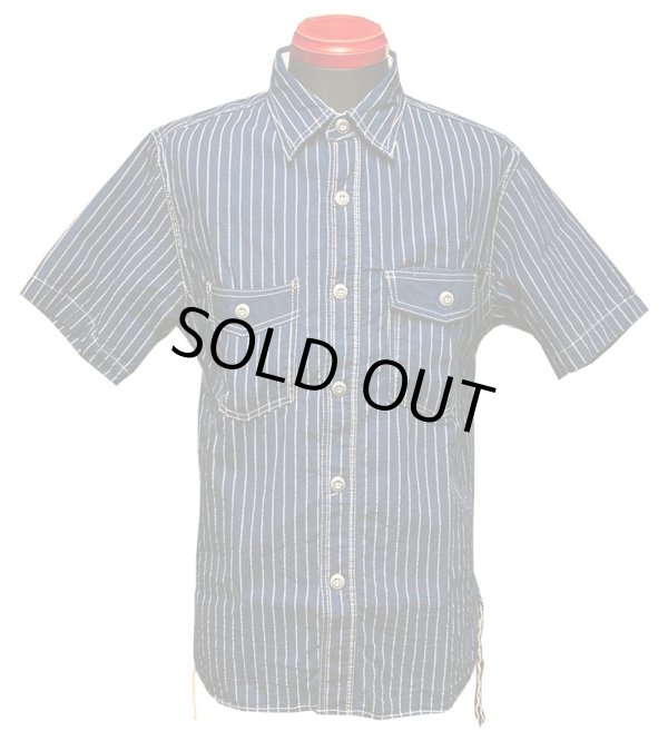 画像2: Eight-G（エイトＧ） “8oz WABASH STRIPE SHORT SLEEVE WORK SHIRT”8SS-19 当店水洗い＆自然乾燥 8SS-19