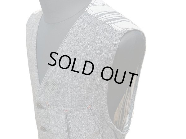 画像4: Eight-G（エイトＧ） “CRAZY WORK VEST” ヘリンボーン&ランダムストライプ・ワークベスト 8VS-09-19SS