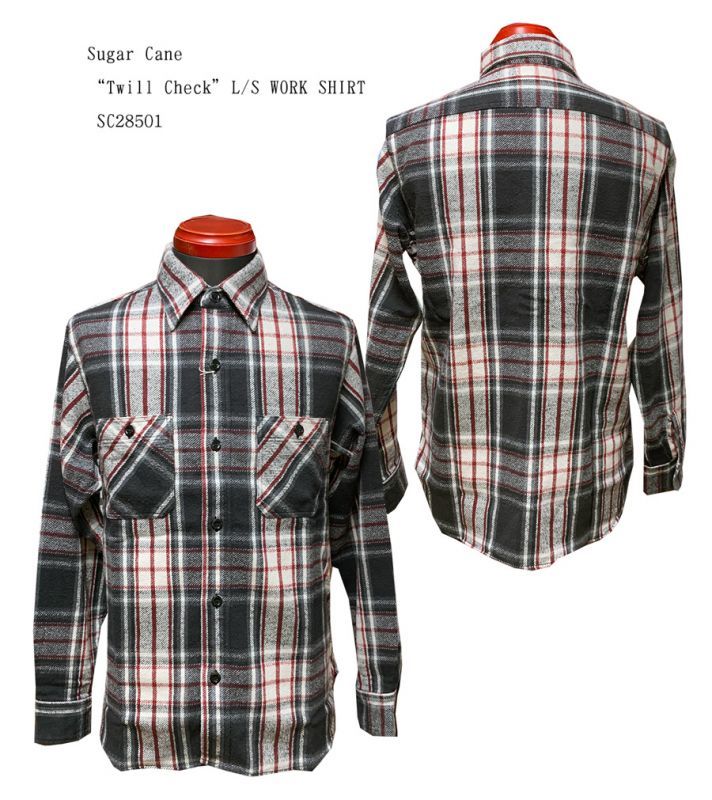 画像: SC28501　Sugar Cane“Twill Check”L/S WORK SHIRT