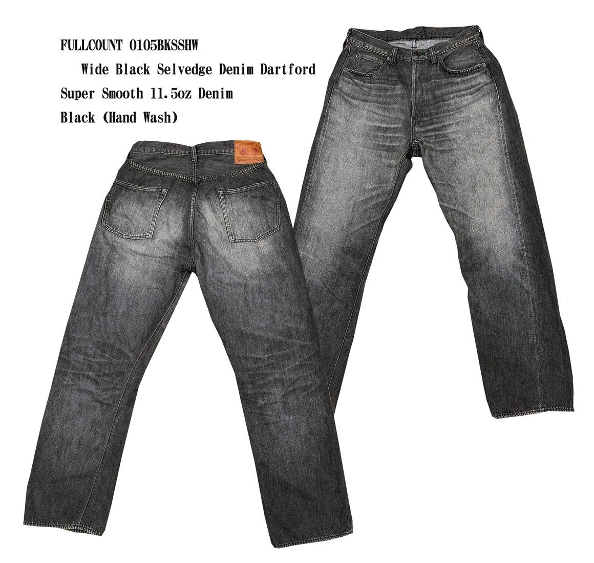 画像: FULLCOUNT 0105BKSSHW   Wide Black Selvedge Denim Dartford(Super Smooth) 11.5oz Denim