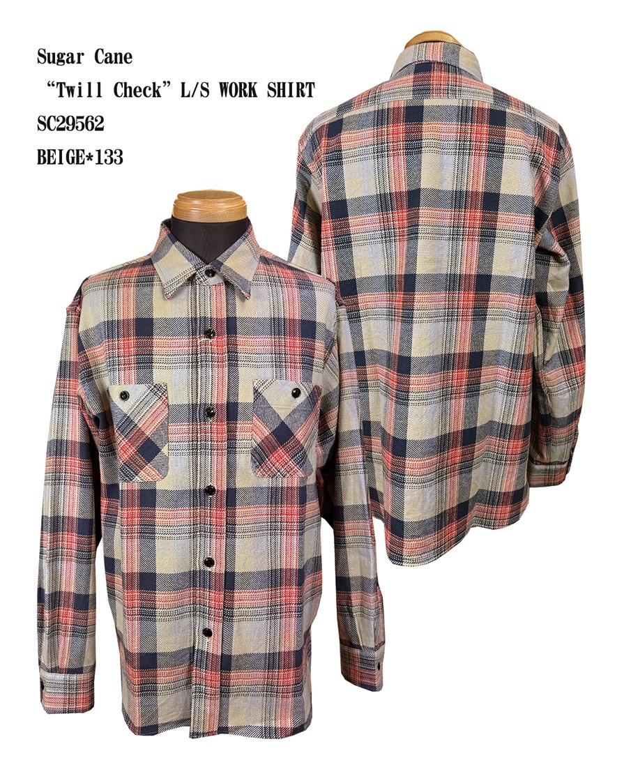 画像: Sugar Cane“Twill Check”L/S WORK SHIRT  SC29562