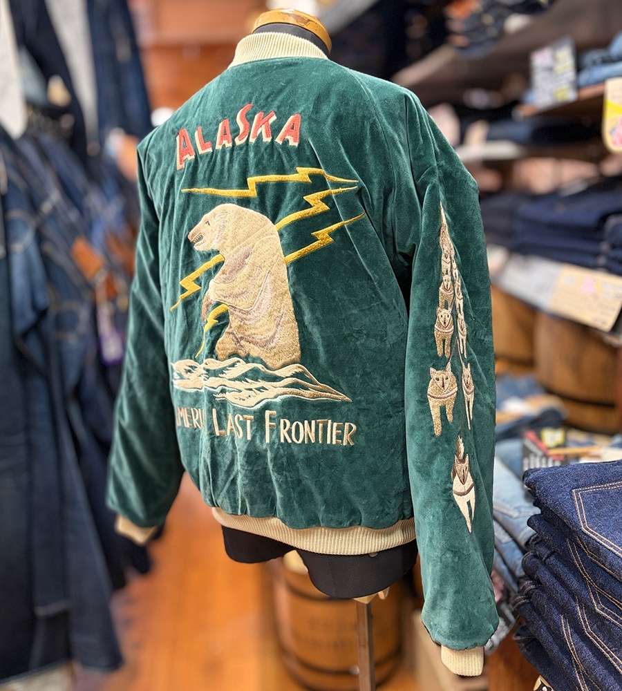 画像: テーラー東洋“Tailor Toyo” 別珍×サテン　中わた入りスカジャン “POLAR BEAR × ALASKA MAP” TT15974-145 