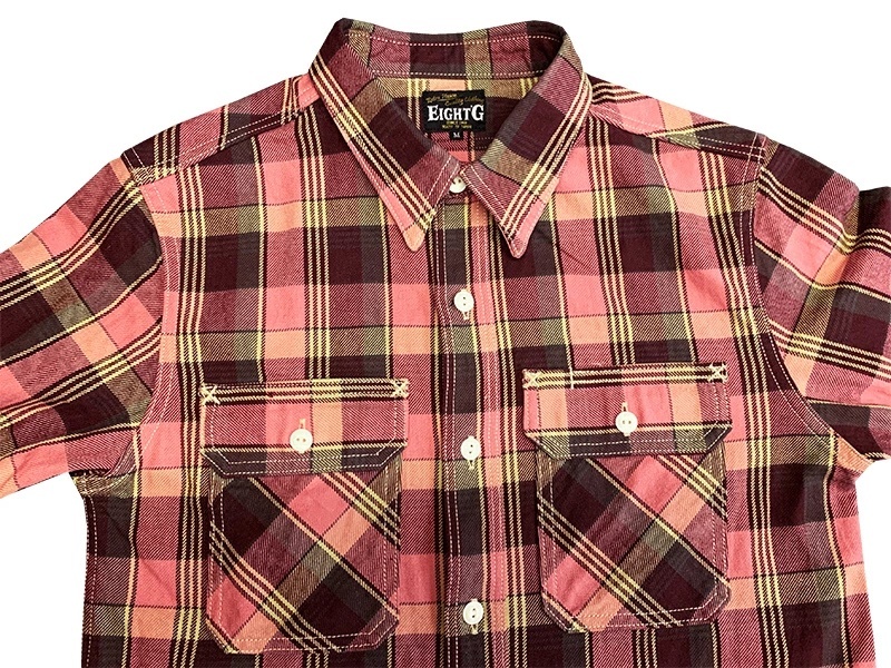 画像3: Eight-G（エイトＧ） “11oz.HEAVY FLANNEL　MADRAS CHECK WORK SHIRTS” 2024年生産タイプ 8LS-71-24AW