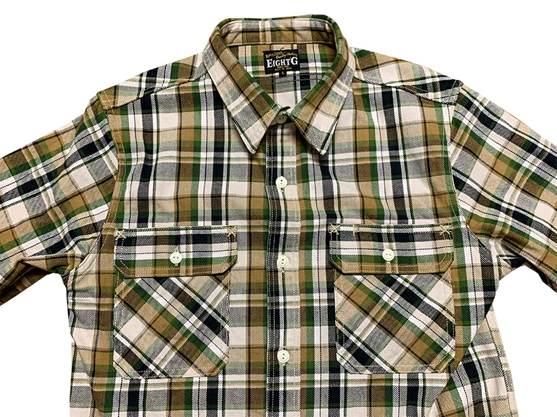 画像18: Eight-G（エイトＧ） “11oz.HEAVY FLANNEL　MADRAS CHECK WORK SHIRTS” 2024年生産タイプ 8LS-71-24AW
