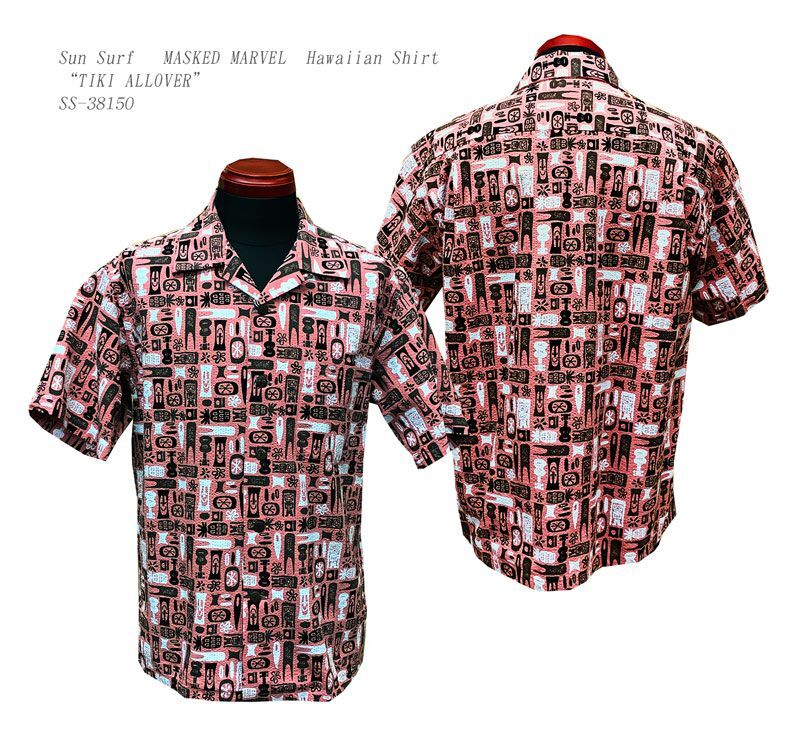 画像1: Sun Surf(サンサーフ) MASKED MARVEL(マスクド マーベル) Hawaiian Shirt(アロハ) 半袖コットンアロハ オープンシャツタイプ “TIKI ALLOVER”