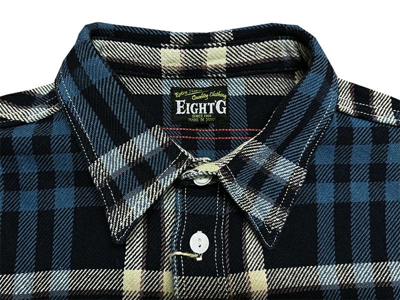 画像4: Eight-G（エイトＧ） “11oz.HEAVY FLANNEL　MADRAS CHECK WORK SHIRTS” 2024年生産タイプ 8LS-71-24AW