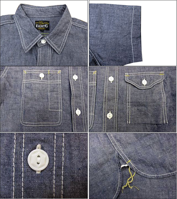 画像2: Eight-G(エイトＧ) “半袖ワークシャツ”8SS-15 当店水洗い＆自然乾燥